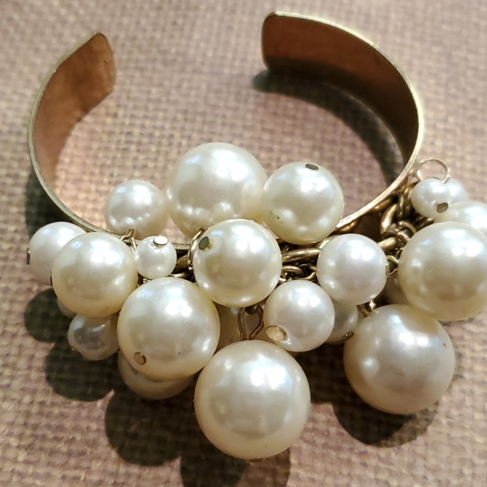 Gold and Pearl Cuff Bracelet